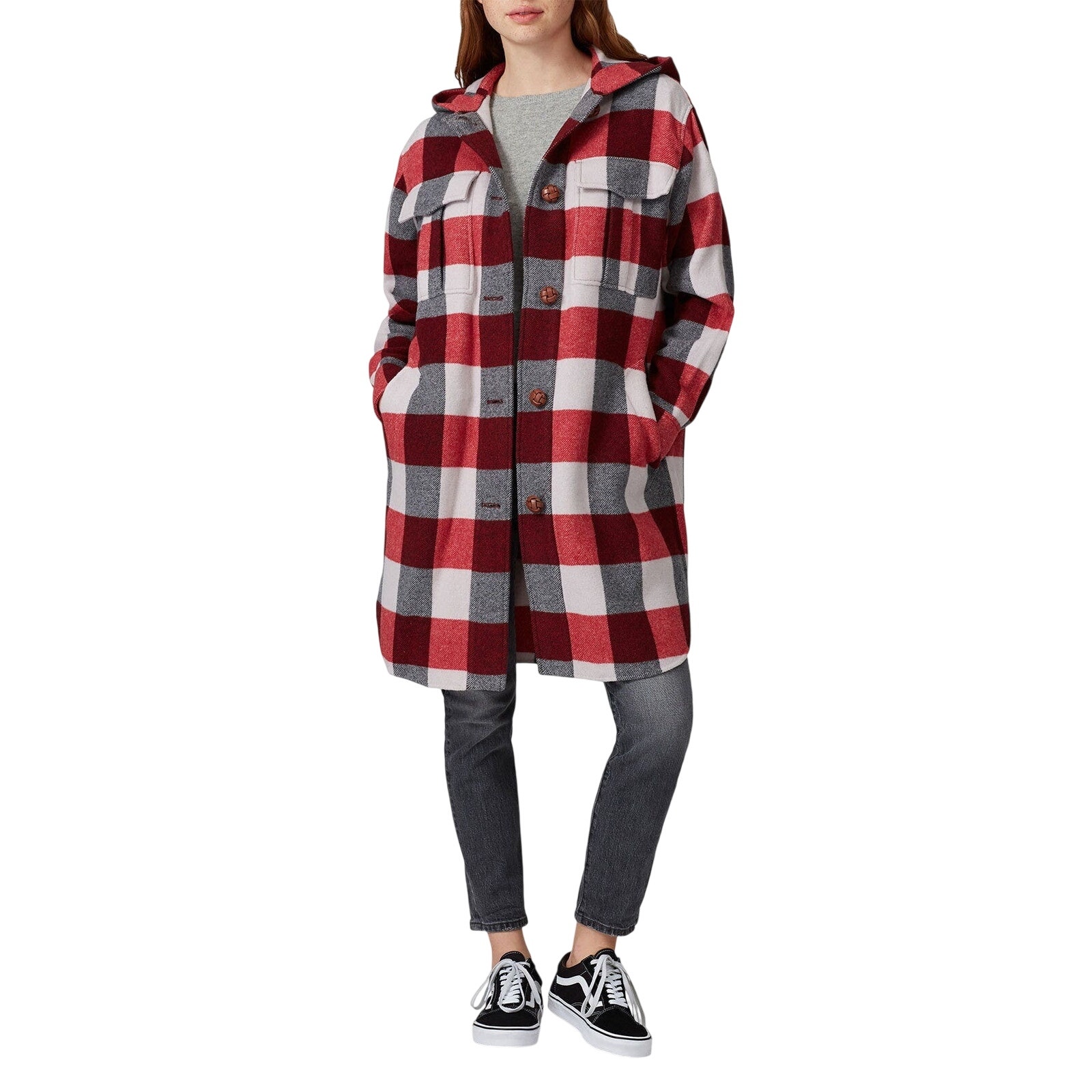 Rag & Bone Plaid Beck Coat In Red White Black Size Large Msrp $850